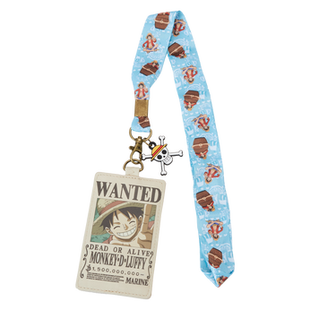 One Piece 25th Anniversary Luffy Wanted Poster Lanyard with Card Holder, Image 1