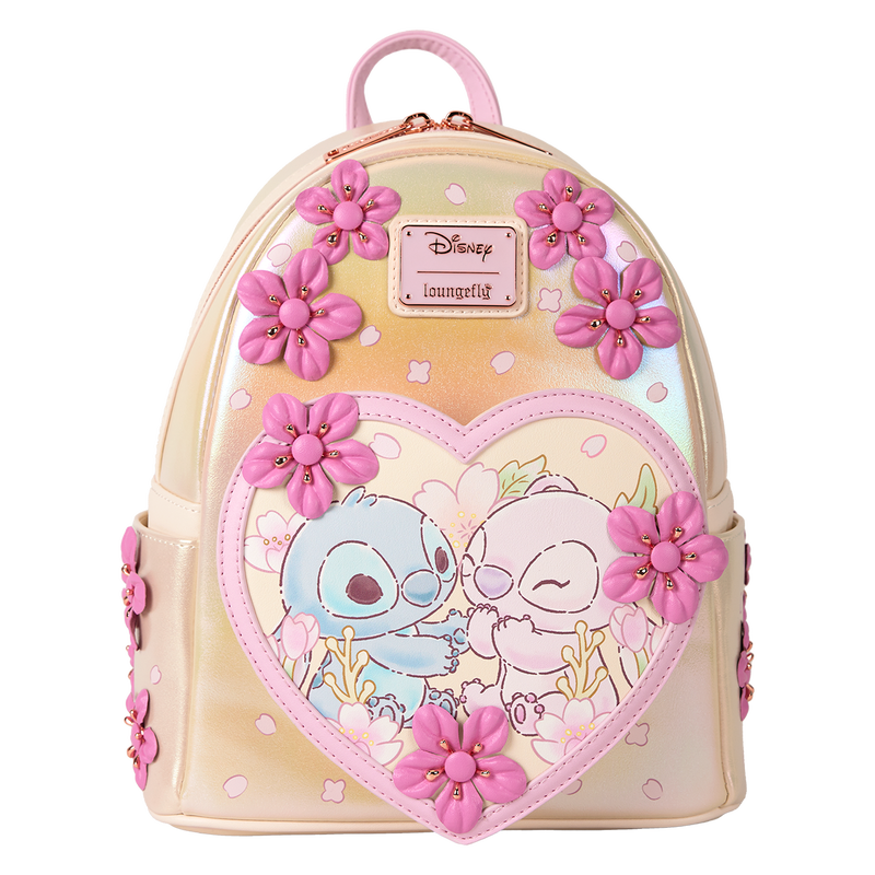 Stitch & Angel Cherry Blossom Heart Mini Backpack, , hi-res view 1