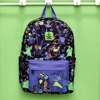 Nightmare Before Christmas Neon Glow All-Over Print Nylon Full-Size Backpack, Image 2