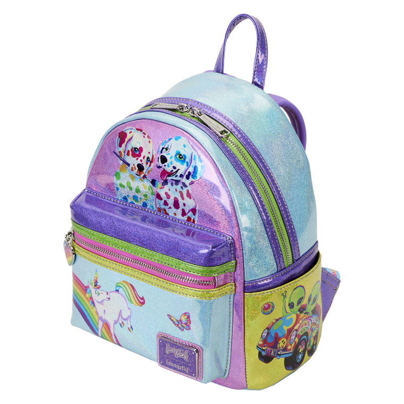 Buy Lisa Frank Holographic Glitter Color Block Mini Backpack at Loungefly.