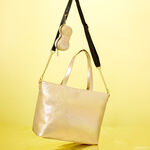 Sanrio Hello Kitty 50th Anniversary Metallic Gold Tote Crossbody Bag With Coin Bag LFlifestyle1 view 2