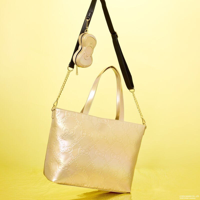 Sanrio Hello Kitty 50th Anniversary Metallic Gold Tote Crossbody Bag With Coin Bag LFlifestyle1 view 2
