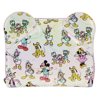 Disney100 Mickey & Friends Classic All-Over Print Iridescent Zip Around Wallet, Image 1