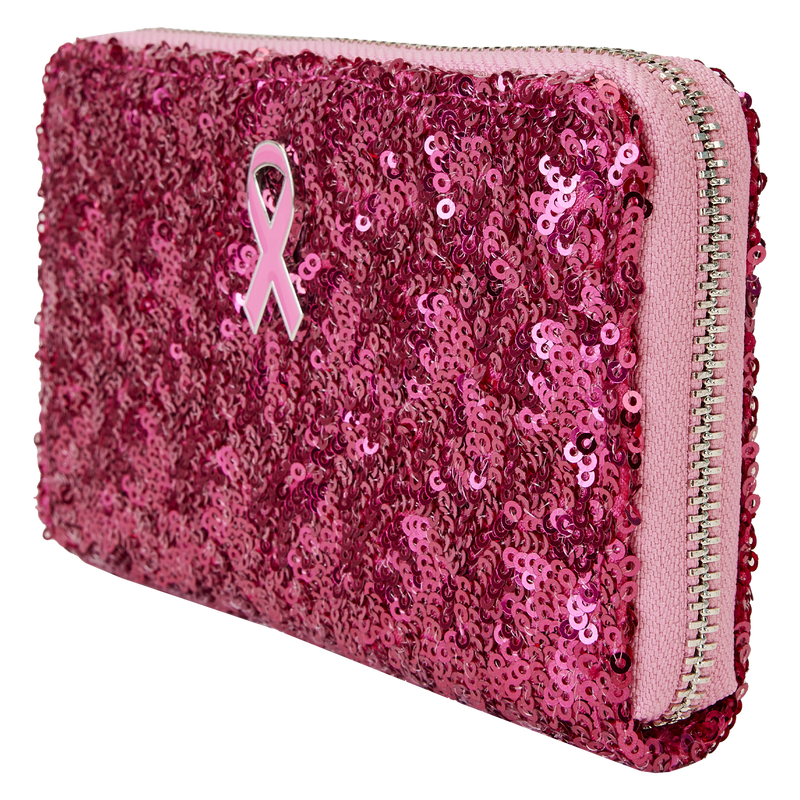 Breast Cancer Research Foundation Exclusive Pink Ribbon Sequin Zip Around Wallet, , hi-res view 2
