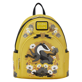 Harry Potter Hufflepuff House Floral Tattoo Mini Backpack, Image 1