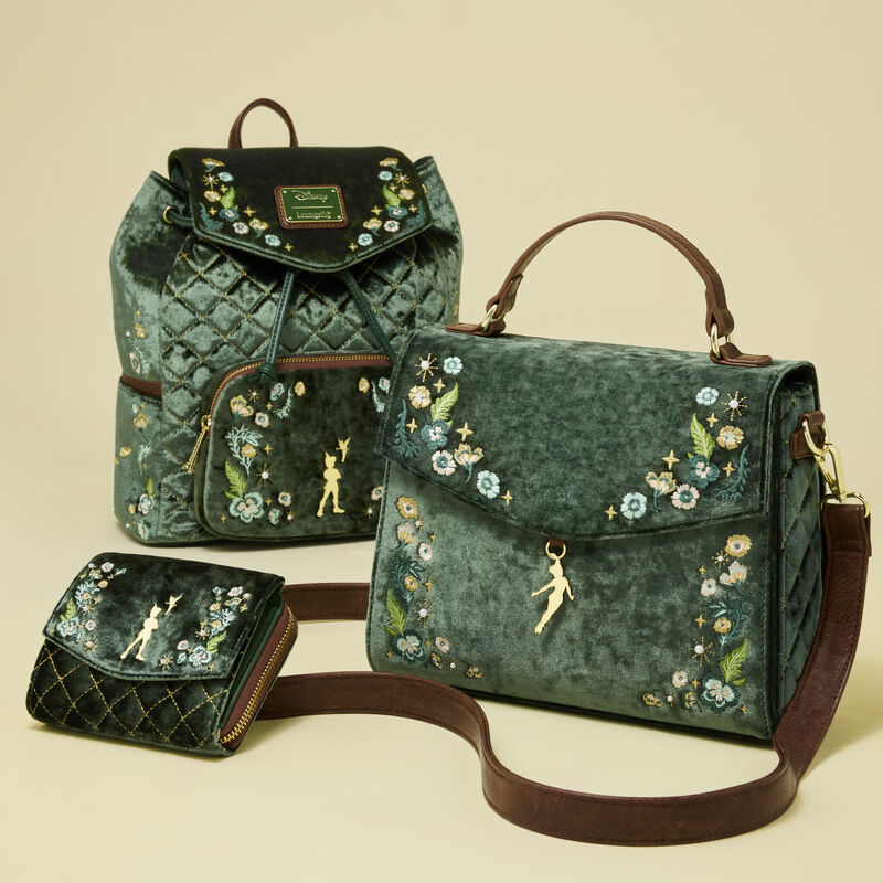 Loungefly Green Quilted Mini Backpack with Gold Acorn Accents Peter Pan Exclusive Quilted Texture Mini Backpack | Loungefly main image 4