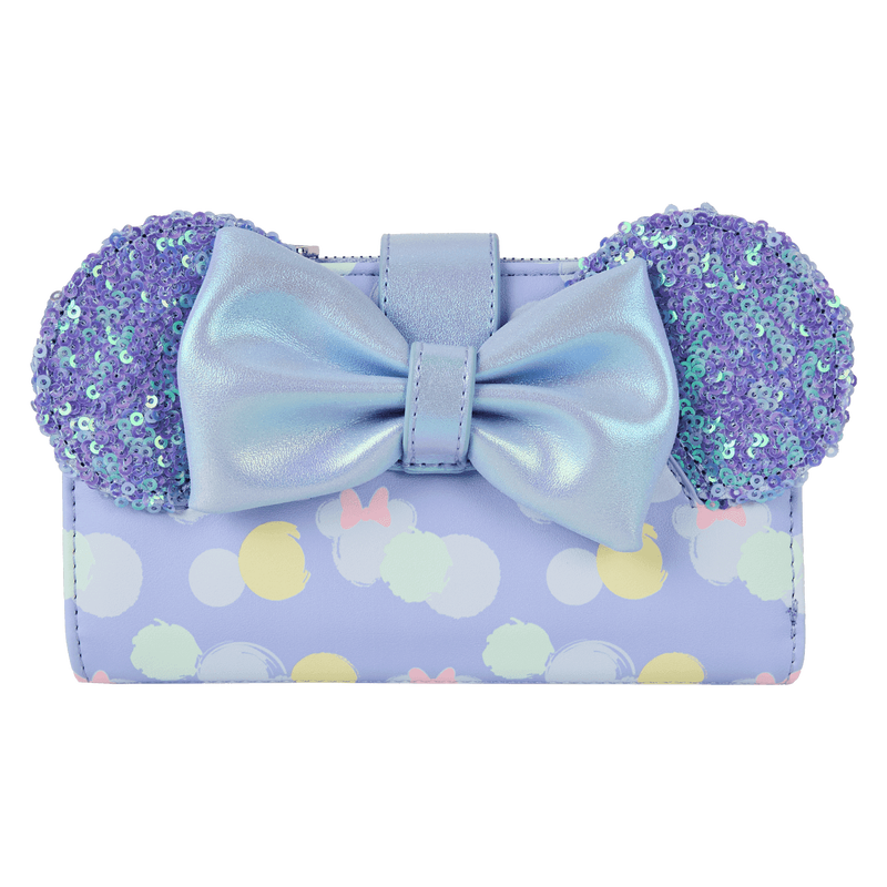 Minnie Mouse Exclusive Iridescent All-Over Print Sequin Ear Flap Wallet, , hi-res view 1