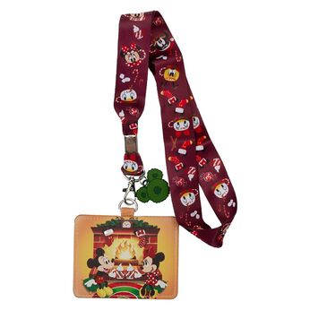 Mickey and Minnie Mouse Fireplace Coca Lanyard with Card Holder, Image 1