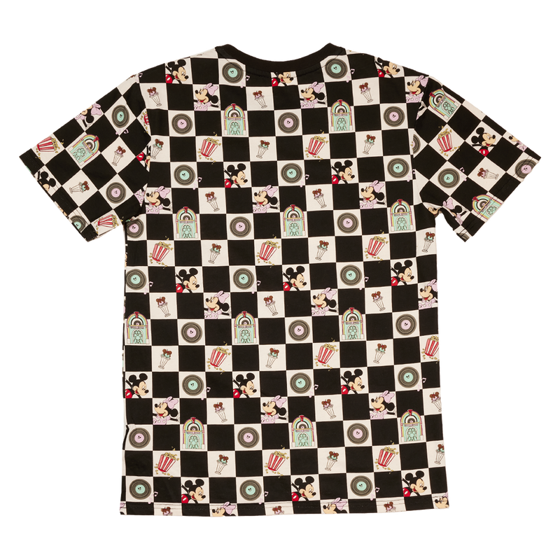Mickey & Minnie Date Night Diner Checkered All-Over Print Unisex Tee , , hi-res view 9