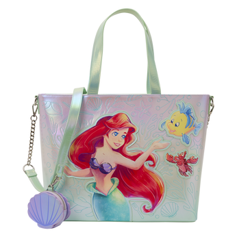 The Little Mermaid Ariel, Flounder, & Sebastian Tote Crossbody Bag with Coin Bag, , hi-res view 1