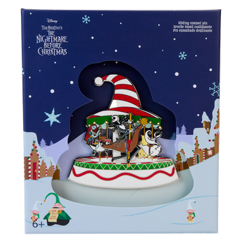 The Nightmare Before Christmas Candy Cane Carousel 3" Collector Box Sliding Pin, Image 1