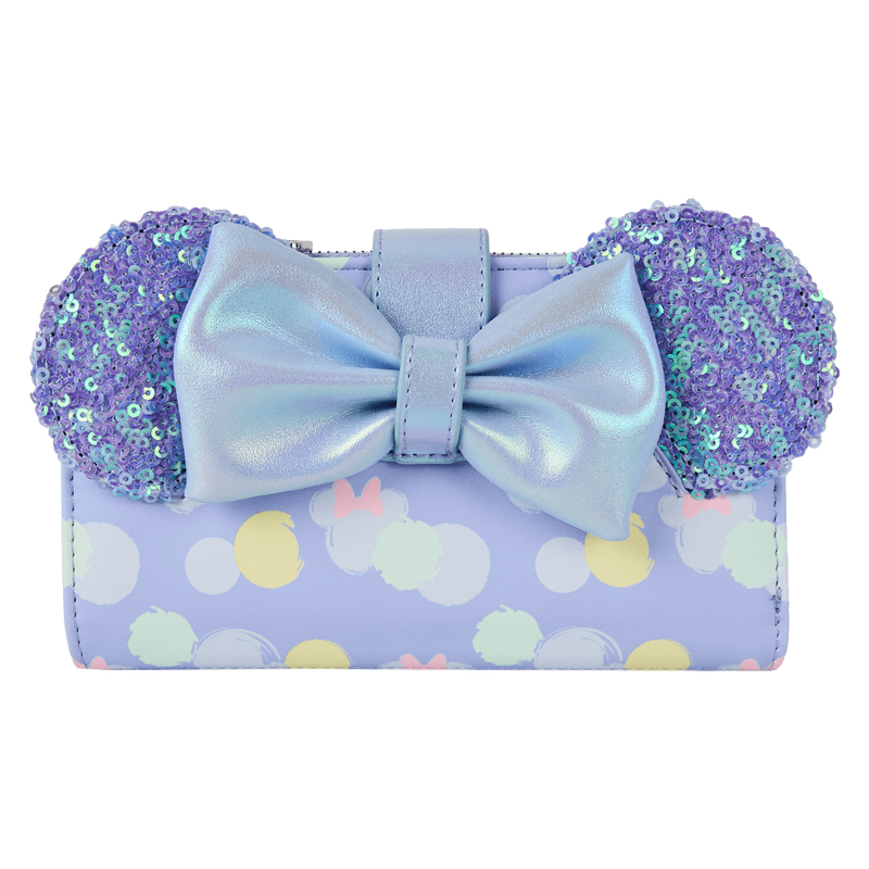 Minnie Mouse Exclusive Iridescent All-Over Print Sequin Ear Flap Wallet, , hi-res view 1