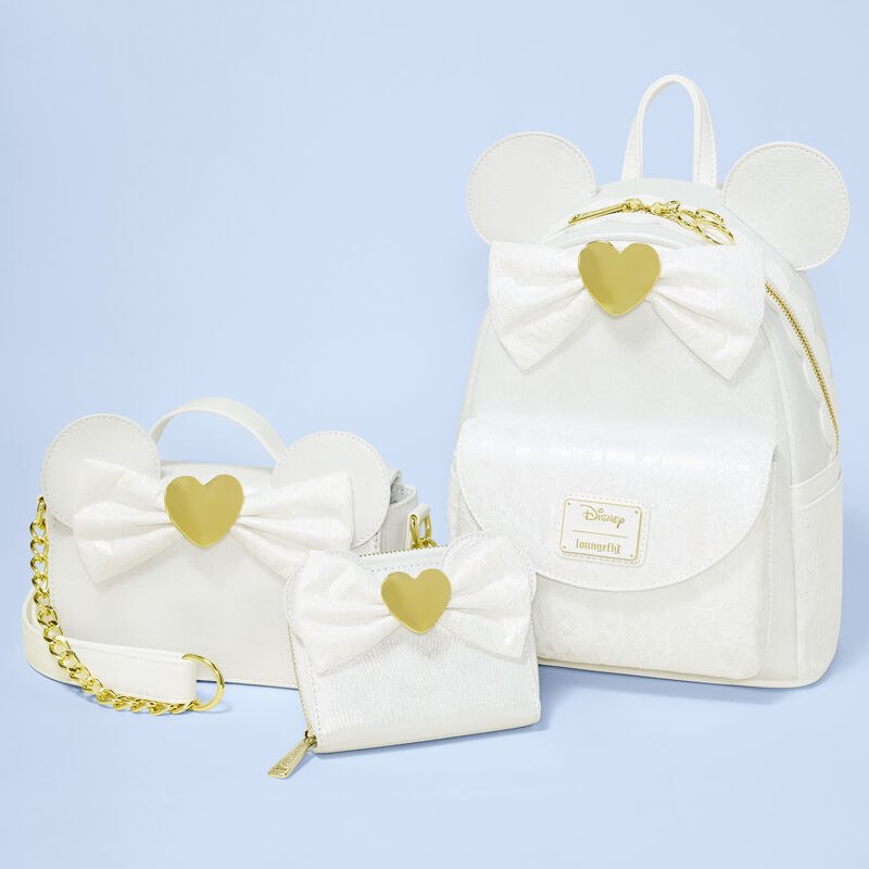 Minnie Mouse Iridescent Lace Wedding Crossbody Bag | Loungefly display picture 1