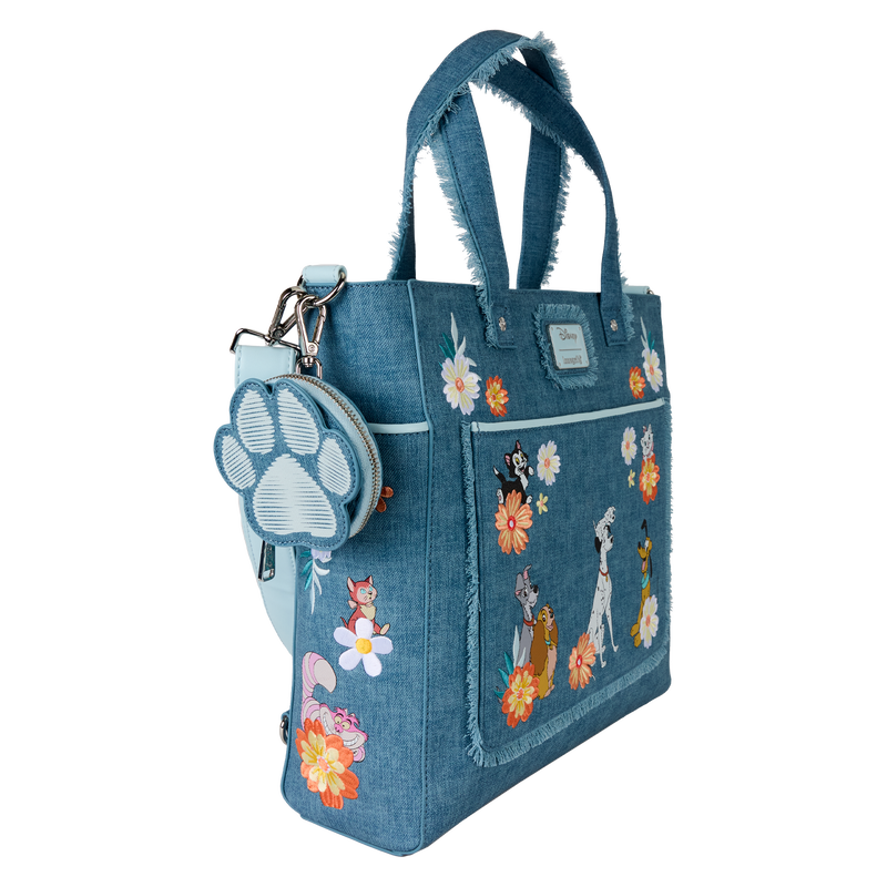 Disney Dogs & Cats Floral Faux Denim Convertible Backpack & Tote Bag with Coin Bag, , hi-res view 6