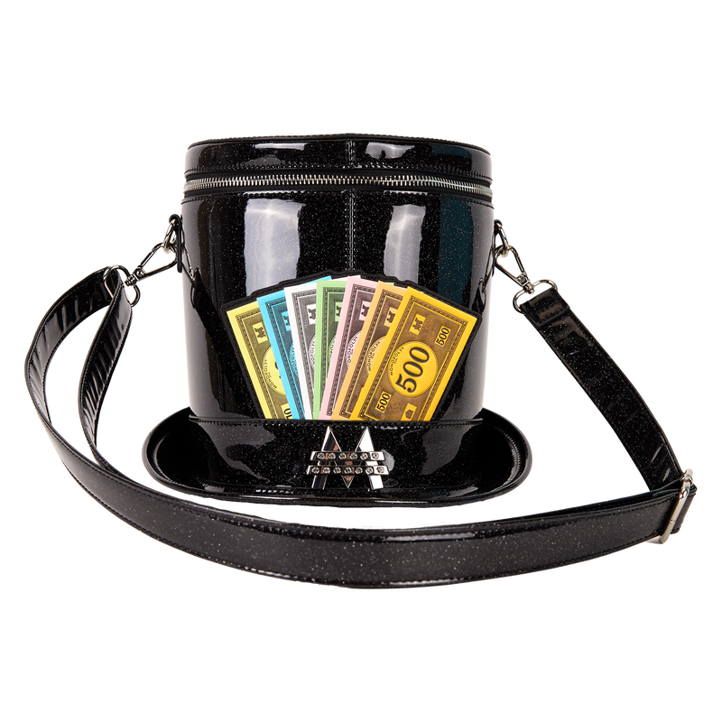 Monopoly 90th Anniversary Top Hat Glitter Figural Crossbody Bag, , hi-res view 1