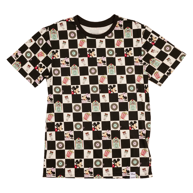 Mickey & Minnie Date Night Diner Checkered All-Over Print Mickey & Minnie Date Night Diner Checkered All-Over Print