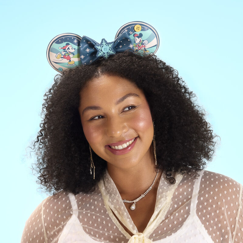 Loungefly Disney Mickey & Minnie Ice Skating Ear Headband Mickey & Minnie Holiday Ear Headband | Loungefly main image 3