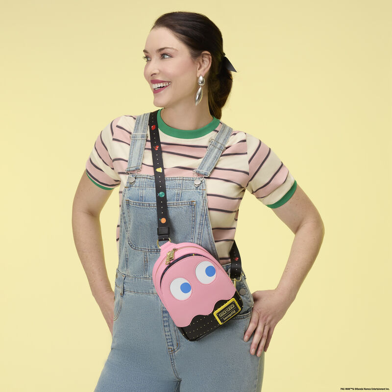 PAC-MAN Pinky Ghost Glow Sling Crossbody Bag | Loungefly
