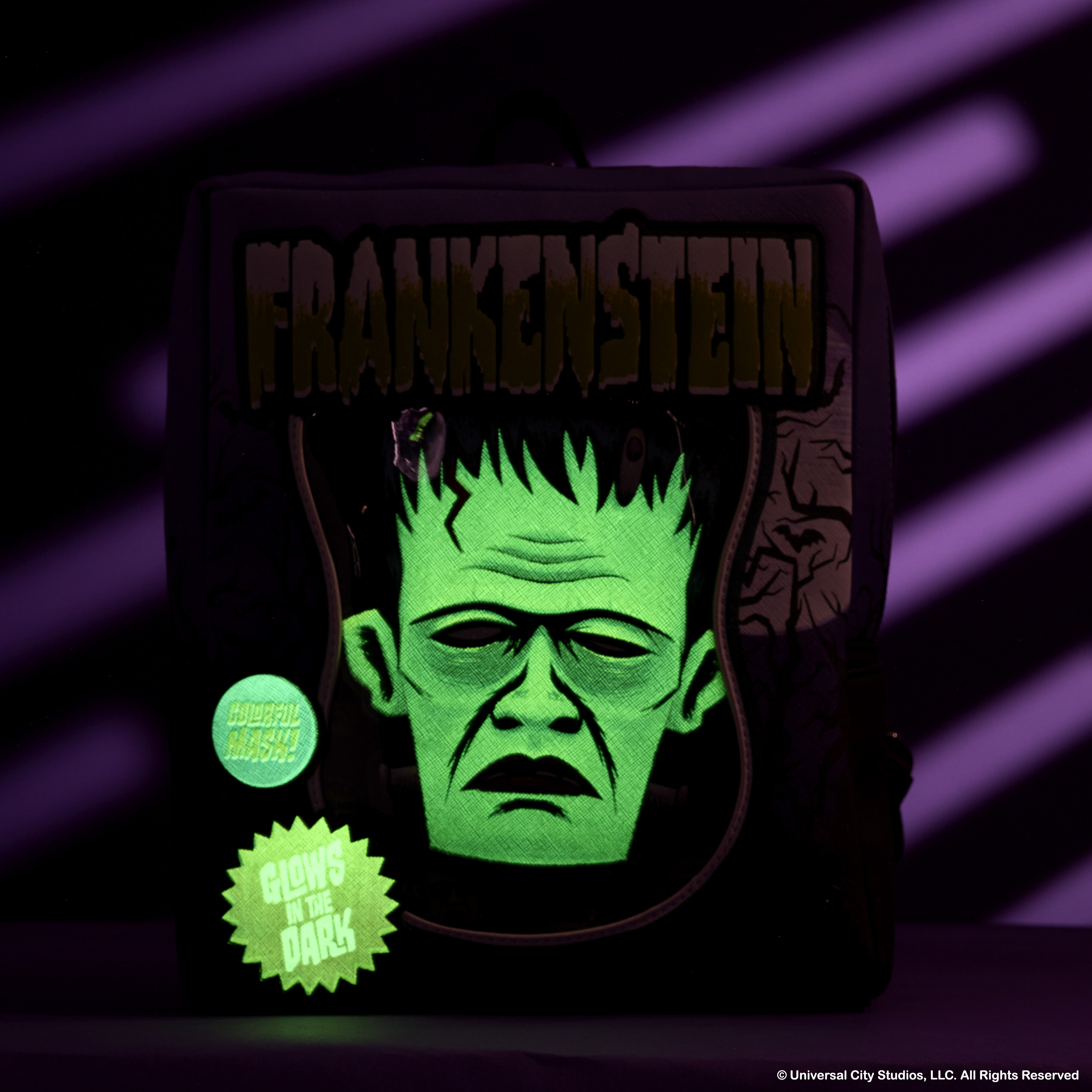 Buy Universal Monsters Frankenstein Mask Glow Mini Backpack With Coin Bag at Loungefly