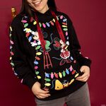 Mickey & Friends Holiday String Lights Glow Unisex Hoodie, , hi-res view 2