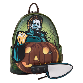 Halloween Michael Myers Pumpkin Glow Mini Backpack With Coin Bag, Image 2