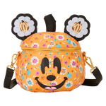 Mickey Mouse Floral Pumpkin Head Glow Figural Crossbody Bag