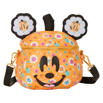 Mickey Mouse Floral Pumpkin Head Glow Figural Crossbody Bag, Image 1