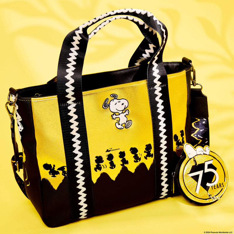 Peanuts 75th Anniversary Snoopy & Gang Tote Crossbody Bag With Coin Bag, , hi-res view 2