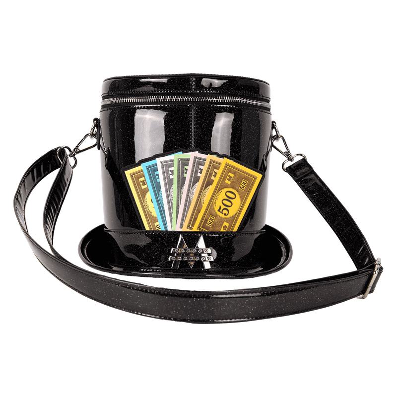 Monopoly 90th Anniversary Top Hat Glitter Figural Crossbody Bag, , hi-res view 1