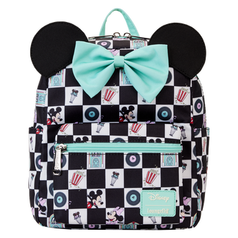 Mickey & Minnie Date Night Diner Checkered All-Over Print Nylon Square Mini Backpack, Image 1