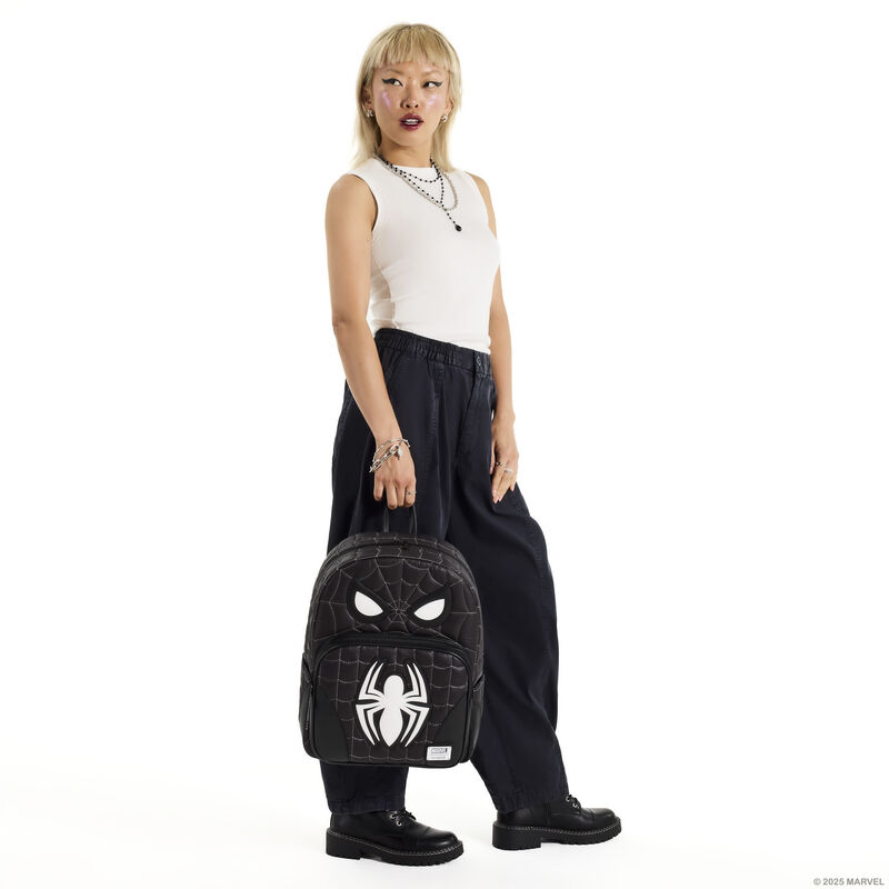 Spider-Man Black White Suit Cosplay Quilted Full-Size Backpack