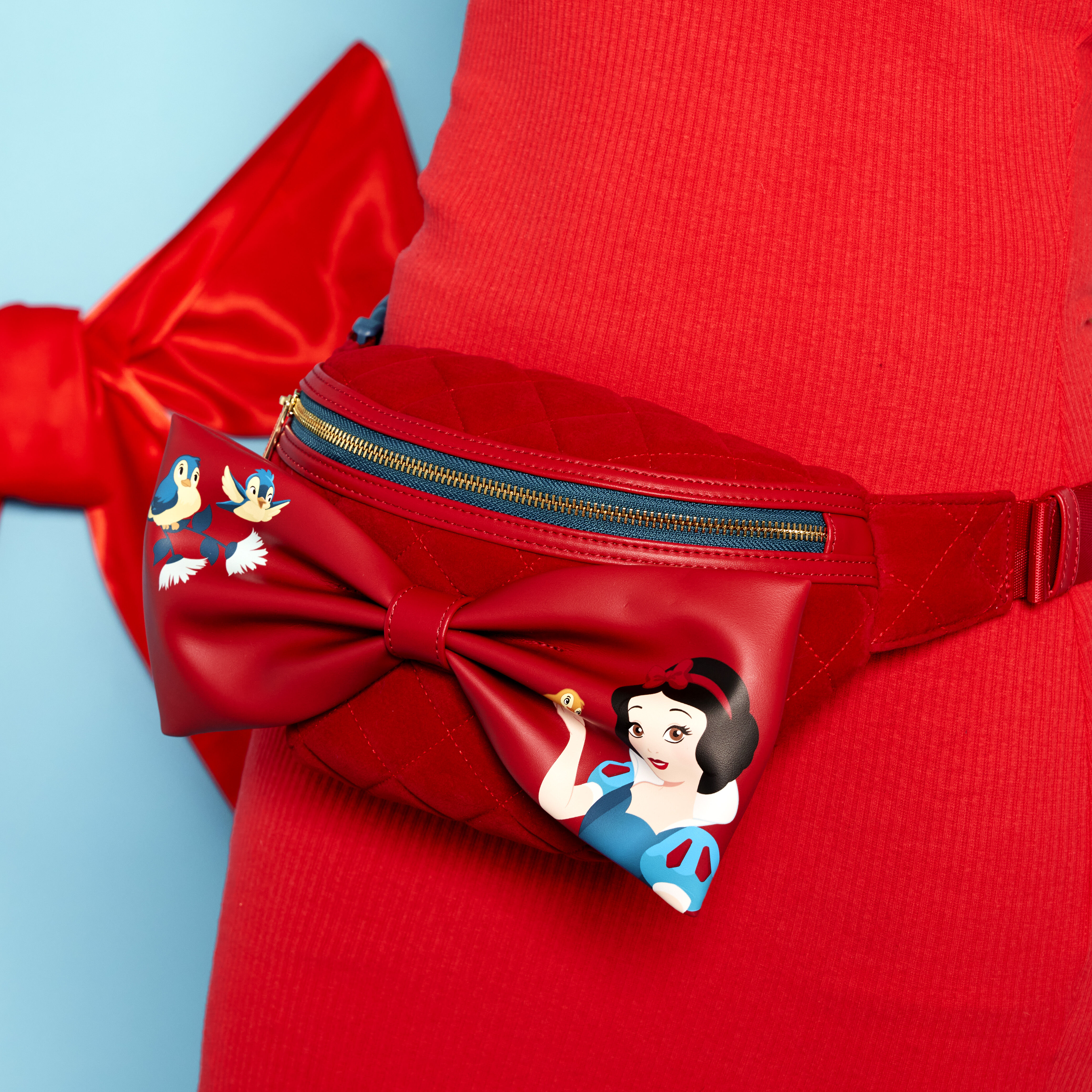 Buy Snow White Classic Bow Quilted Velvet Belt Bag at Loungefly