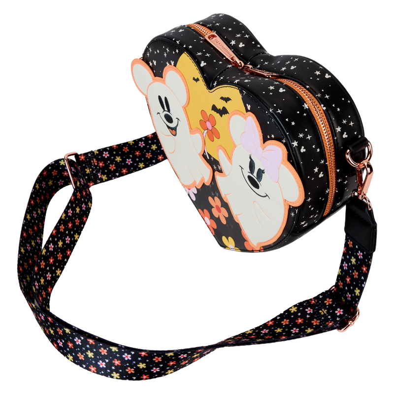 Buy Mickey Minnie Floral Ghost Figural Heart Glow Crossbody Bag at Loungefly