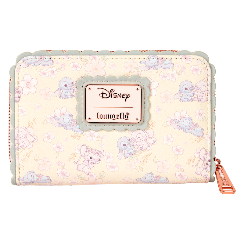 Stitch & Angel Cherry Blossom All-Over Print Zip Around Wallet, , hi-res view 1