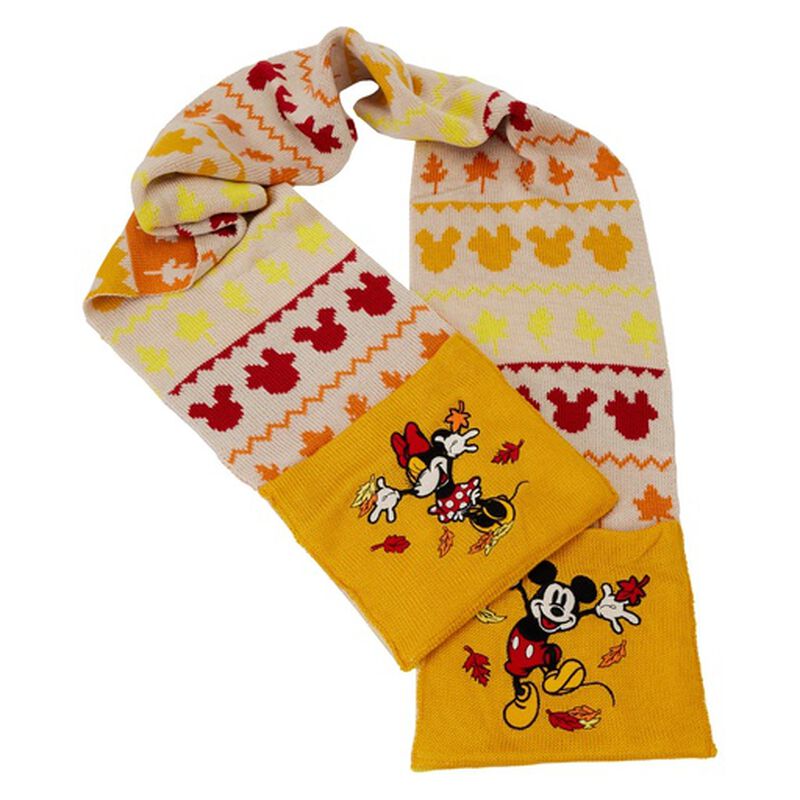 Exclusive - Disney Fall Mickey and Minnie Mouse Fair Isle Scarf, , hi-res image number 1