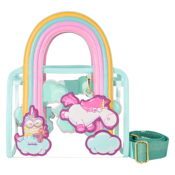 Minions Fluffy Unicorn Rainbow Clear Mini Tote Crossbody Bag, Image 1