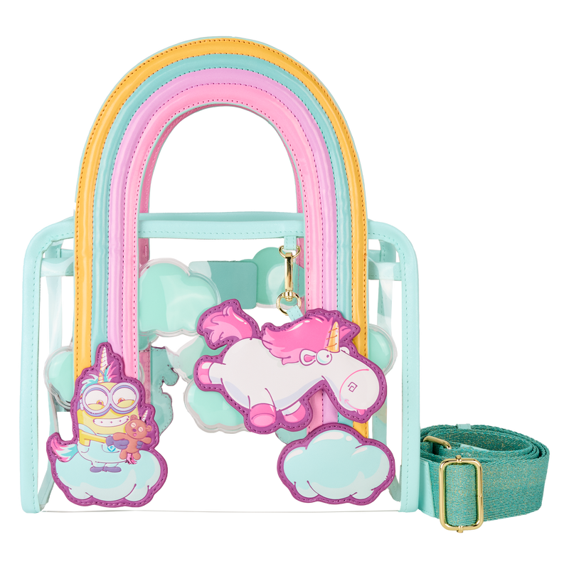 Minions Fluffy Unicorn Rainbow Clear Mini Tote Crossbody Bag, , hi-res view 1