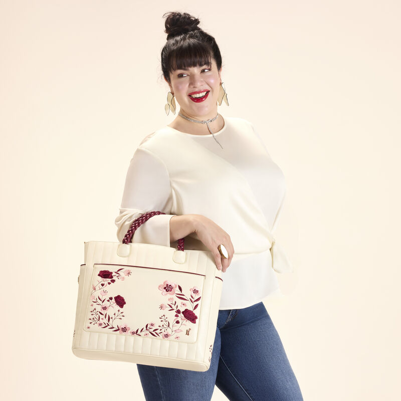 Loungefly Cream & Red Floral Convertible Backpack and Tote  display picture 1