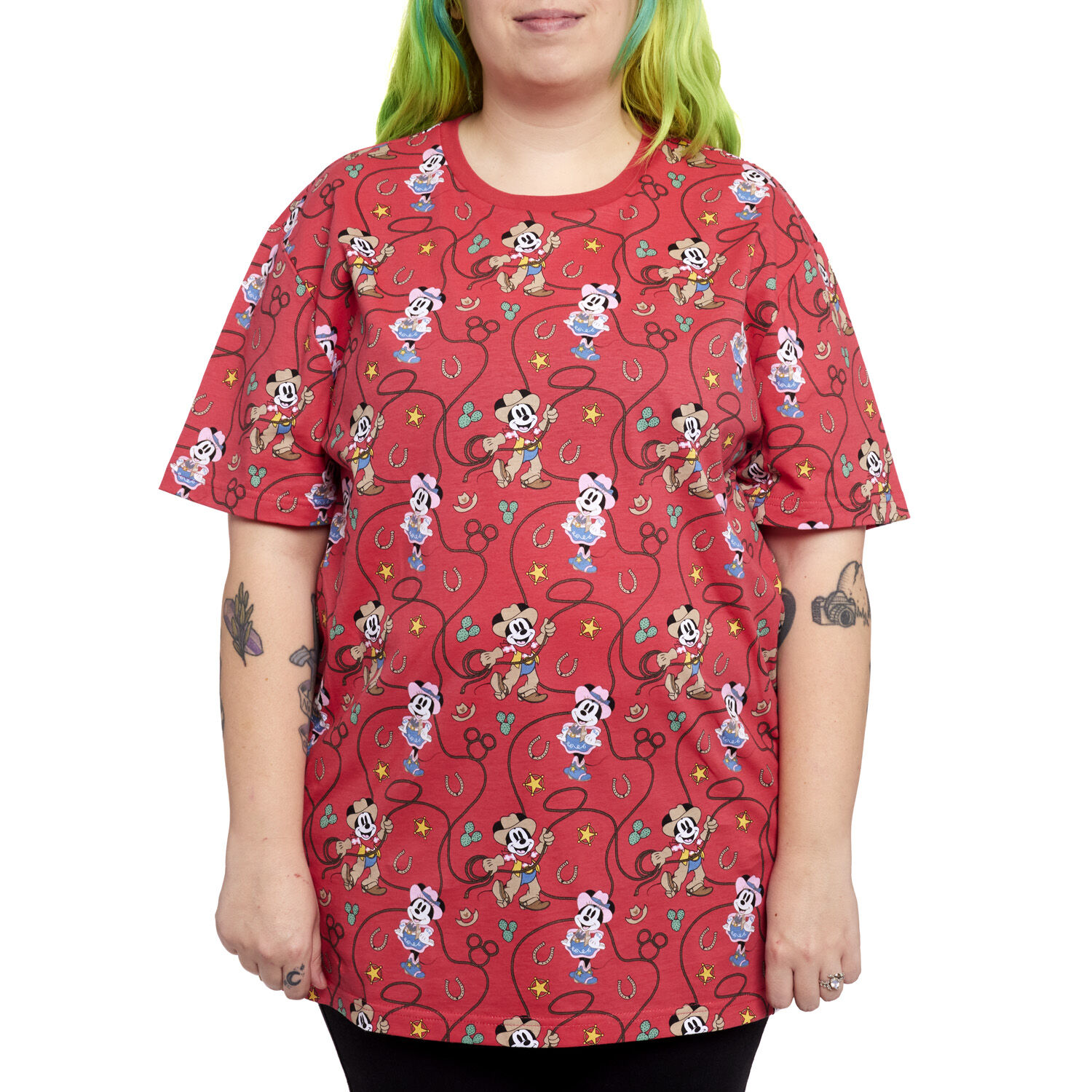 Western Mickey & Minnie Lasso All-Over Print Unisex Tee Western Mickey & Minnie Lasso All-Over Print Unisex Tee