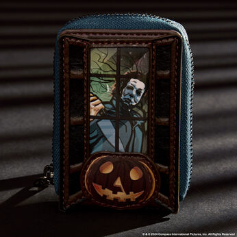 Halloween Michael Myers Pumpkin Glow Accordion Zip Around Wallet, Image 2