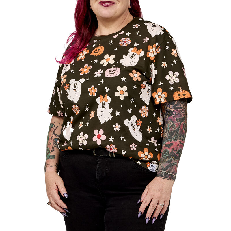 Mickey & Minnie Floral Ghost All-Over Print Unisex Tee, , hi-res view 1