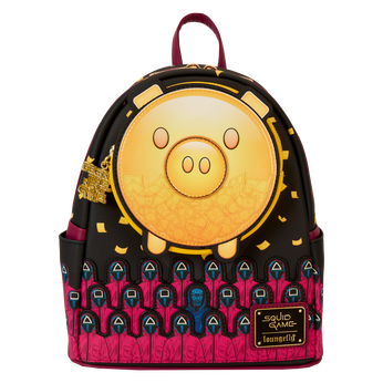 Squid Game Piggy Bank Masked Men Glow Mini Backpack, Image 1
