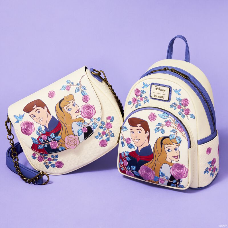 Sleeping Beauty Princess Aurora & Prince Phillip Floral Crossbody Bag, , hi-res view 3