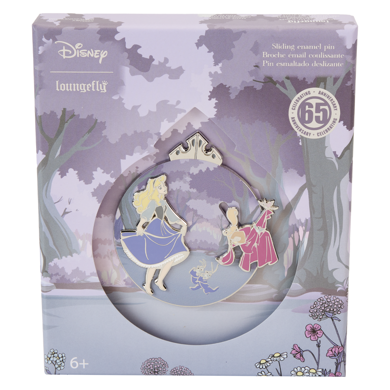 Sleeping Beauty 65th Anniversary Floral Scene 3" Collector Box Sliding Pin, , hi-res view 1