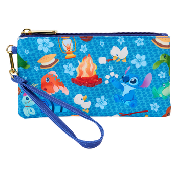 Stitch Camping Cuties All-Over Print Nylon Zipper Pouch Wristlet, Image 1