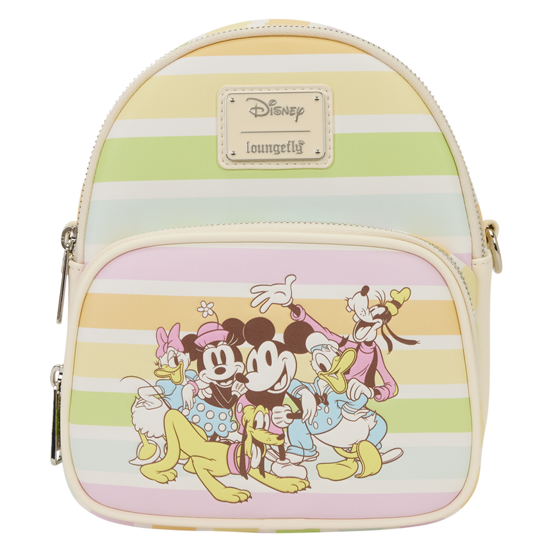 Mickey & Friends Rainbow Stripes Convertible Mini Backpack & Crossbody Bag, , hi-res view 1