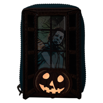 Halloween Michael Myers Pumpkin Glow Accordion Zip Around Wallet, Image 2