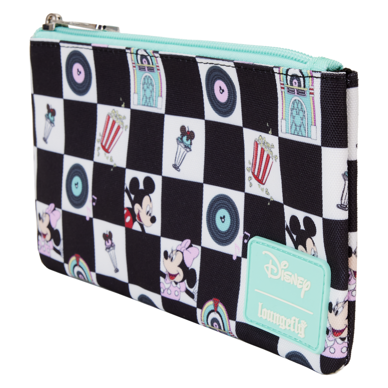 Mickey & Minnie Date Night Diner Checkered All-Over Print Nylon Zipper Pouch Wristlet, , hi-res view 4