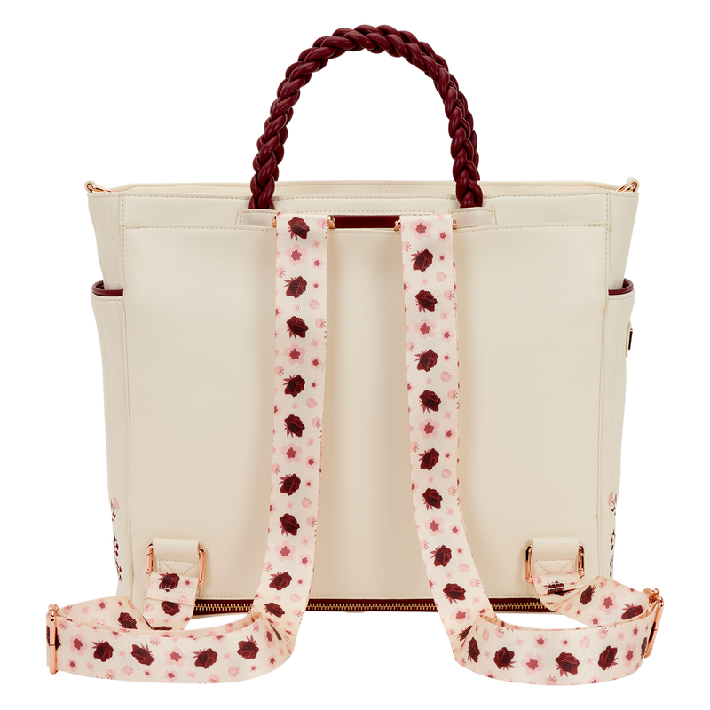 Loungefly Cream & Red Floral Convertible Backpack and Tote Crossbody Bag, , hi-res view 5