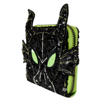 Disney Villains Exclusive Maleficent Dragon Sequin Cosplay Glow Zip Around Wallet, Image 2